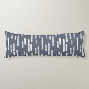 Inky Rounded Lines Pattern   White on Blue Grey Body Cushion