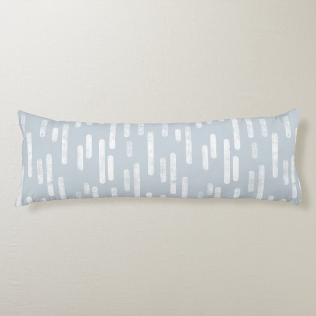 Inky Rounded Lines Pattern | White on Dusty Blue Body Cushion (Front)