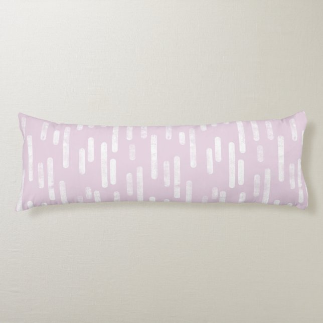 Inky Rounded Lines Pattern | White on Dusty Pink Body Cushion (Front)
