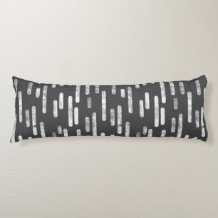Inky Rounded Lines Pattern   White on Graphite Body Cushion