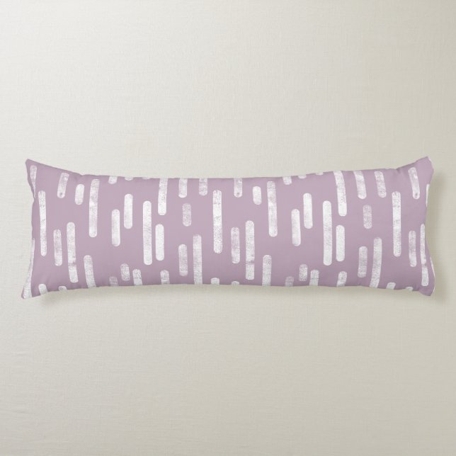 Inky Rounded Lines Pattern | White on Mauve Body Cushion (Front)
