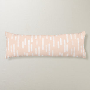 Inky Rounded Lines Pattern   White on Pale Peach Body Cushion