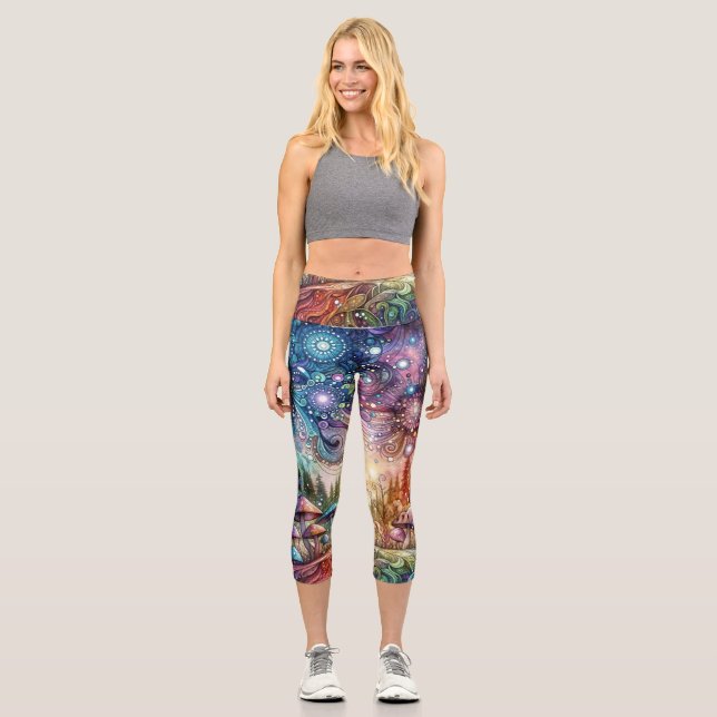 Inky Shroom Capri Leggings (Front)