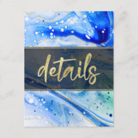 Inky Splash Blue Marble and Gold foil Details