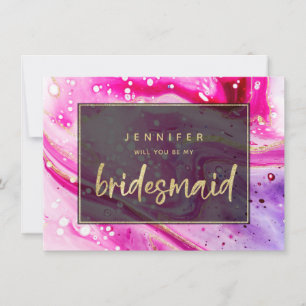 Inky Splash Pink Marble Gold Bridesmaid Proposal