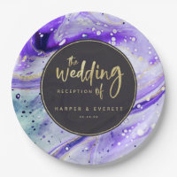 Inky Splash Purple Marble with Gold Luxe Wedding