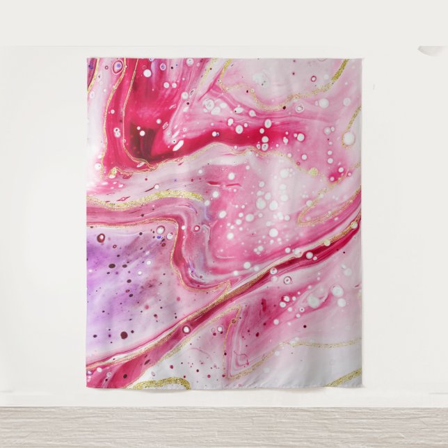 Inky Splash Wine Red Marble Photo Booth Backdrop Tapestry (Front)