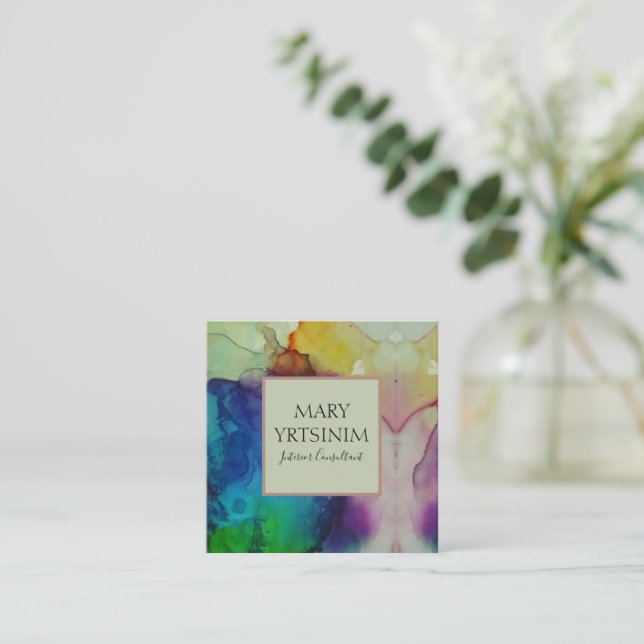 Inky Square Square Business Card (Standing Front)