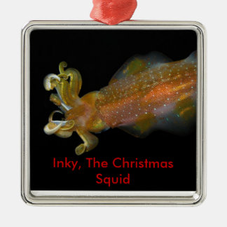 Inky, The Christmas Squid Metal Ornament