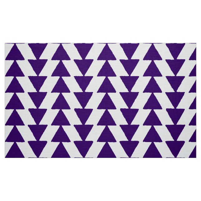 Inky Triangles - Deep Purple on White Fabric (Fat Quarter)