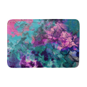 Inky Watercolor Abstract Cosmic Colour Painting Bath Mat