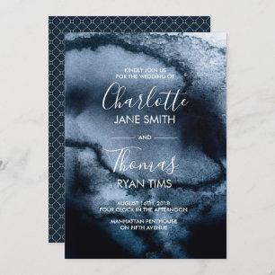 Inky Watercolour Wedding invitation