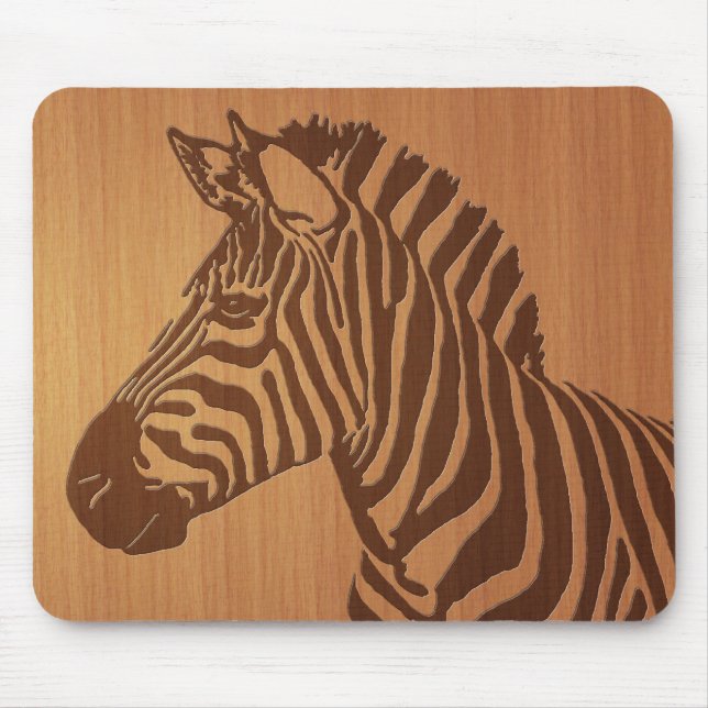 Inlaid wood Zebra Mouse Pad (Front)