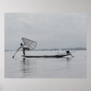 inle lake fishing poster