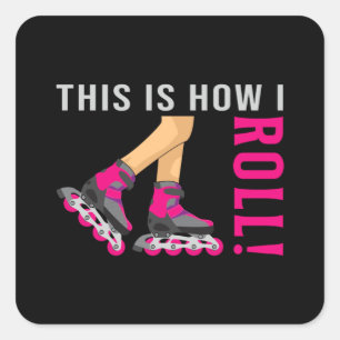 Inline Girl Skating Queen Skater Skates Funny Gift Square Sticker