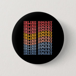 Inline Hockey Groovy Retro Sports 6 Cm Round Badge