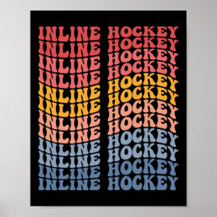 Inline Hockey Groovy Retro Sports Poster