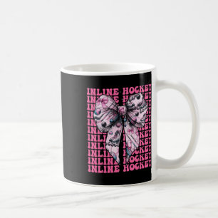 Inline Hockey Player Girl Coquette Bow Pink Ribbon Coffee Mug