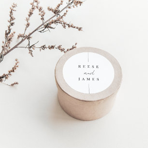 Inline Modern Minimal Personalised Wedding Classic Round Sticker