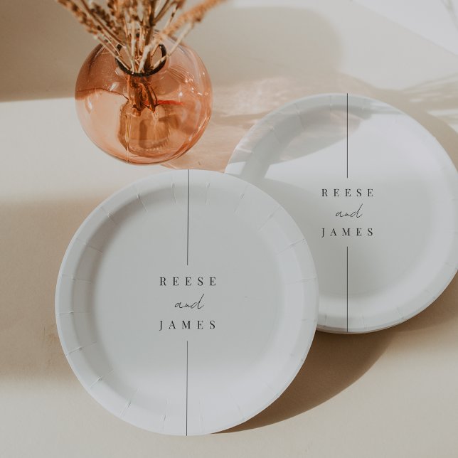 Inline | Modern Minimal Personalised Wedding Paper Plate (Creator Uploaded)