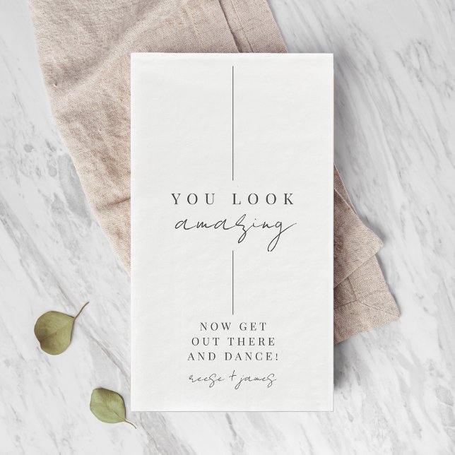 Inline | Modern Minimal "You Look Amazing" Wedding Napkin (Creator Uploaded)