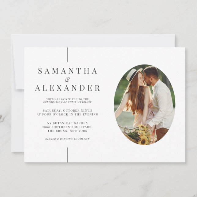 Inline Photo Modern White QR Code Budget Wedding Invitation (Front)