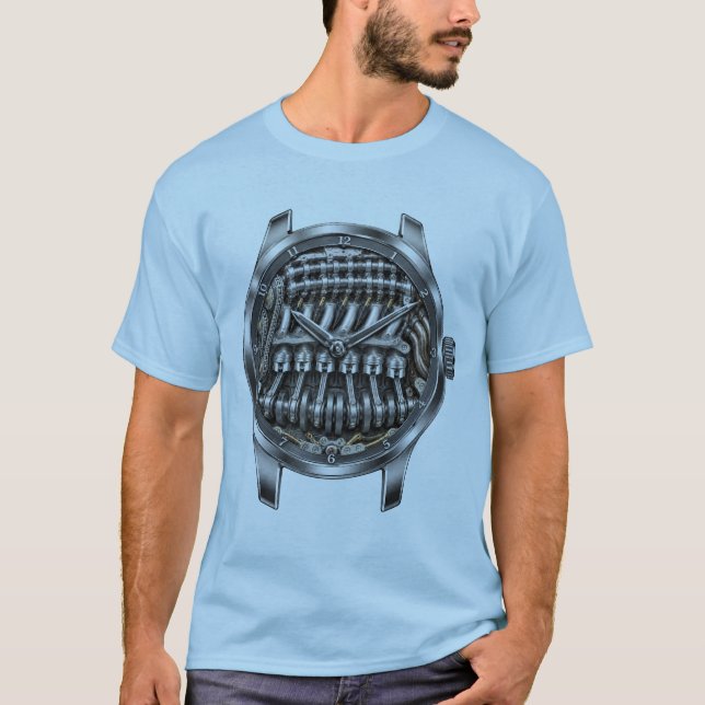 Inline Six Skeleton Engine Watch T-Shirt (Front)