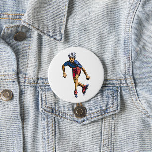Inline Skater Cool Retro Rollerblading 7.5 Cm Round Badge