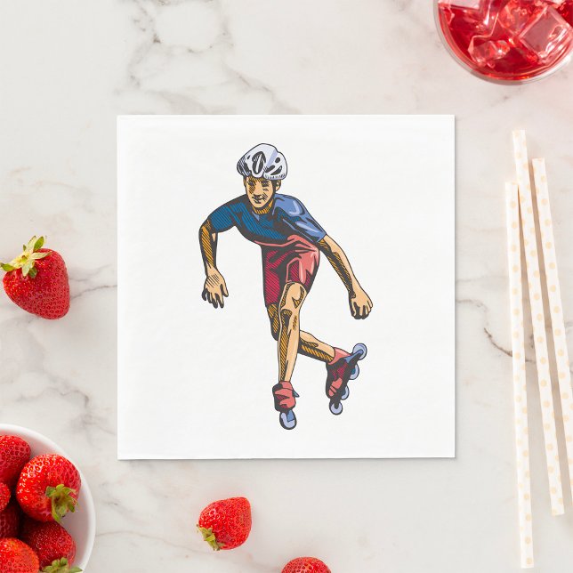 Inline Skater Cool Retro Rollerblading Napkin (Creator Uploaded)