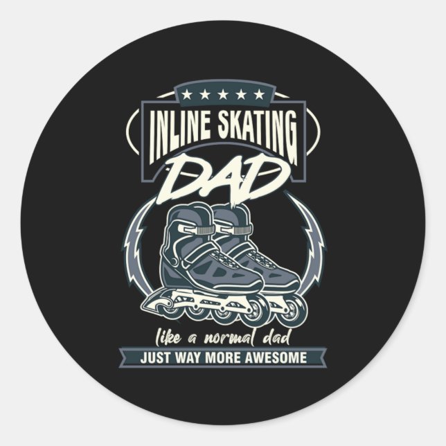 Inline Skating Dad Father Rollerblading Roller Ska Classic Round Sticker (Front)