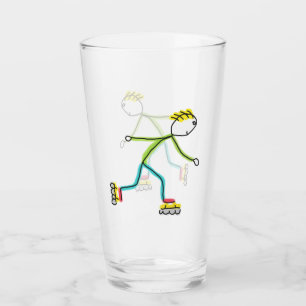 Inline Skating Stickman Glass