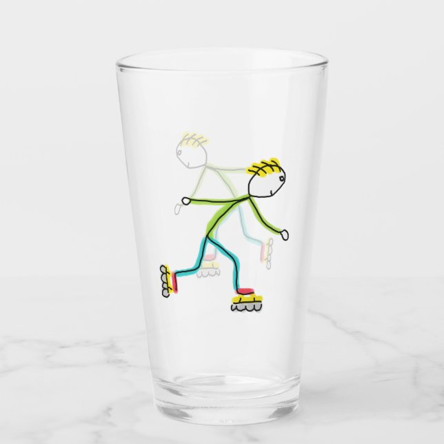 Inline Skating Stickman Glass (Front)