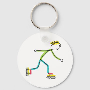 Inline Skating Stickman Key Ring