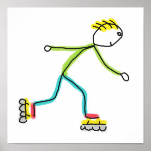 Inline Skating Stickman Poster