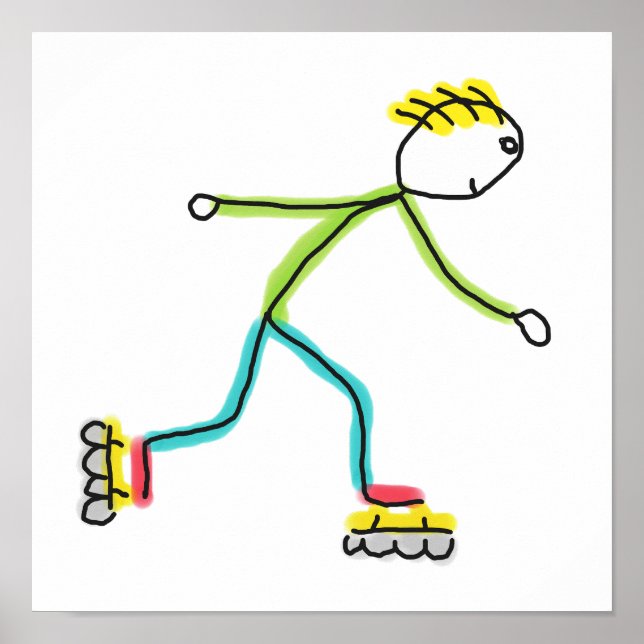 Inline Skating Stickman Poster (Front)
