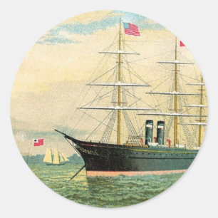 Inman Steamship Company Classic Round Sticker