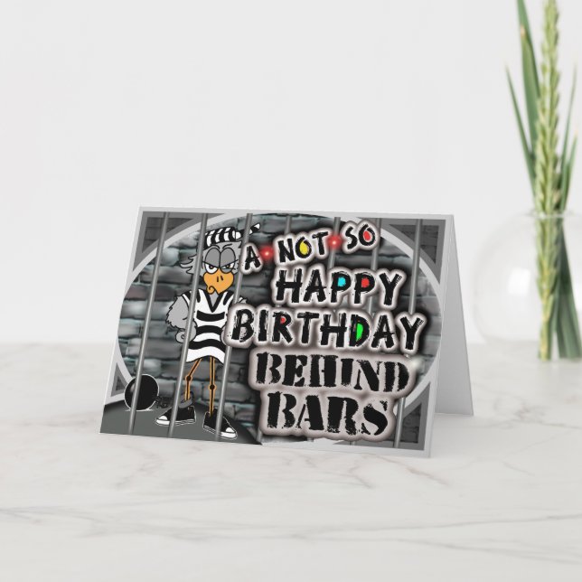 Inmate Birthday Card: Behind Bars Card (Front)