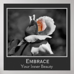 Inner Beauty Quote Rosebud Flower Inspirational Poster