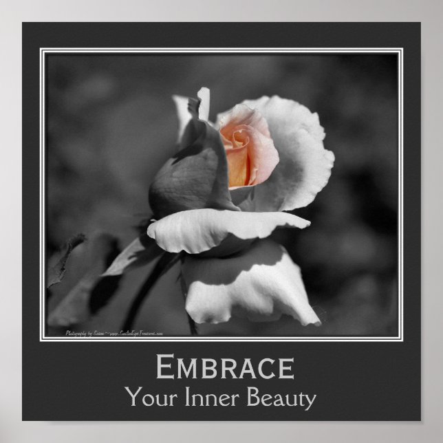 Inner Beauty Quote Rosebud Inspirational Poster (Front)