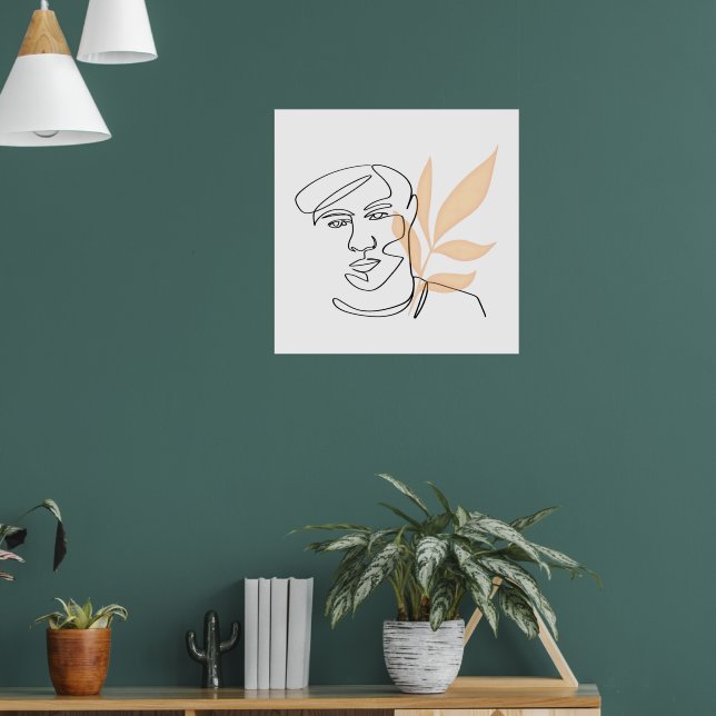 Inner Bloom – Botanical Line Art Portrait Poster (Living Room 1)