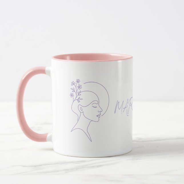 Inner Bloom – One Line Woman Profile with BT-Shirt Mug (Left)