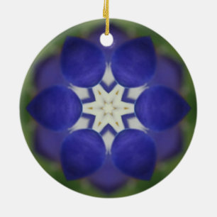 Inner Bluebonnet Flower Ceramic Ornament