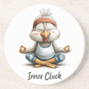 Inner Cluck Chicken Meditation Funny Yoga Animal Coaster