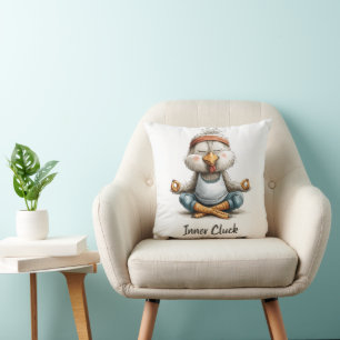 Inner Cluck Chicken Meditation Funny Yoga Animal Cushion