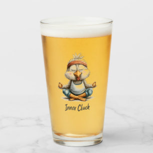 Inner Cluck Chicken Meditation Funny Yoga Animal Glass