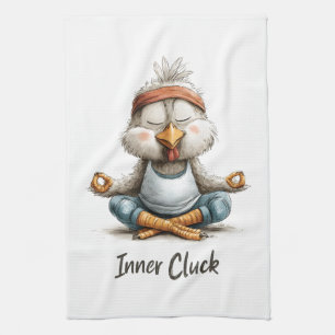 Inner Cluck Chicken Meditation Funny Yoga Animal Tea Towel