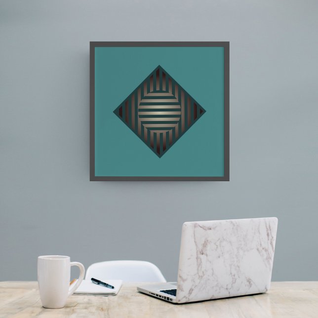 Inner Dimensions: Lines in Blue-Green and Grey Poster (Creator Uploaded)