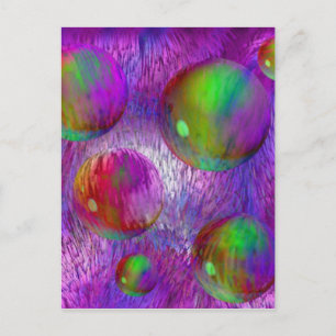Inner Flow I Abstract Fractal Green Purple Galaxy Postcard