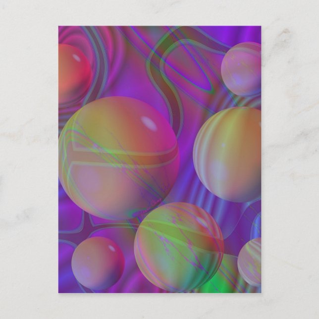 Inner Flow V Abstract Fractal Violet Indigo Galaxy Postcard (Front)