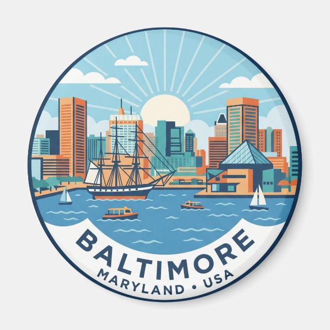 Inner Harbour, Baltimore USA Magnet (Front)